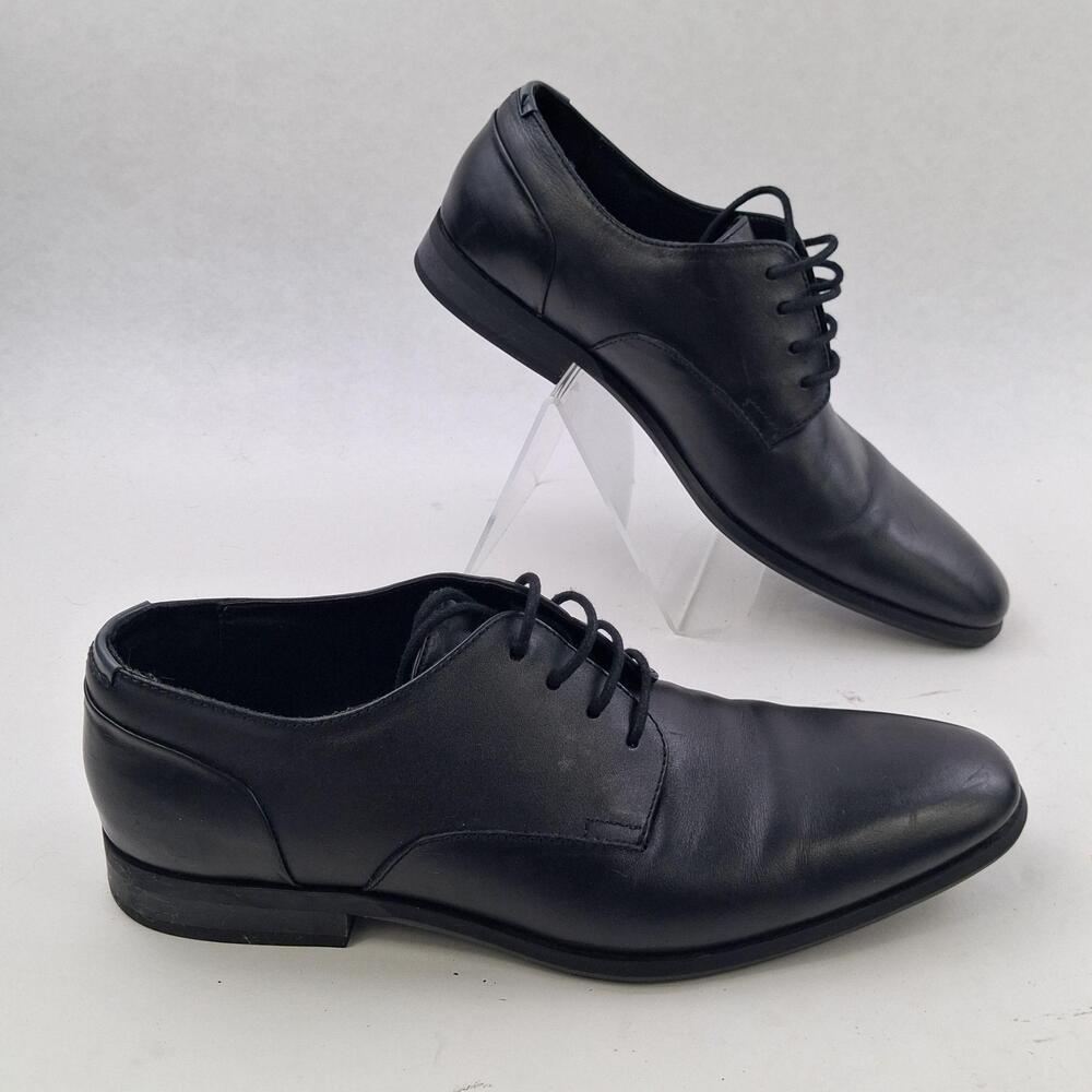 Calvin Klein Shoes Mens Size 8 Black Derby Dress Square Toe LUCCA 3AF1491